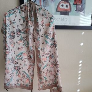 Chic Floral Print Silk Scarf